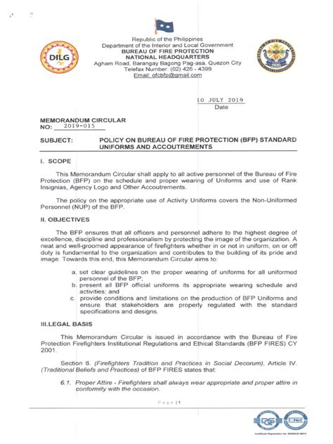 BFP Uniform Policy PDF .